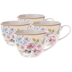 4dílná sada porcelánových šálků Roses, 90 ml