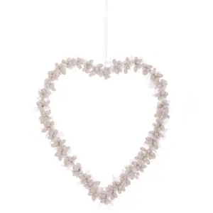 Závěsné srdce z bobulí, 22 x 2 x 24 cm, bílá