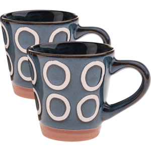 Sada 2 keramických hrnků Kroužky 100 ml, tmavě modrá