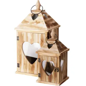 Sada dřevěných luceren Srdce, 2 ks