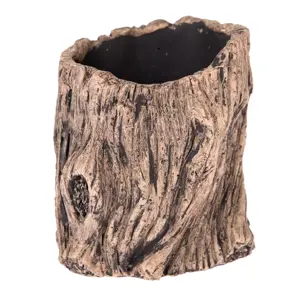 Betonový květináč Dekor kůra, hnědá, 12 x 13,5 cm, pr. 12 cm