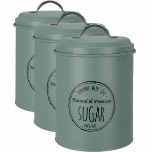 Excellent Houseware Sada plechových dóz na potraviny 13,5 x 18 cm, 3 ks, zelená, L