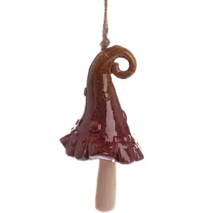 Keramický zvonek Klobouk červená, 38 x 9 cm