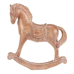Dekorace houpací koník 19 cm, polyresin, imitace dřeva