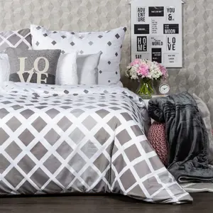 4Home Povlečení Geometric šedá micro, 140 x 200 cm, 70 x 90 cm