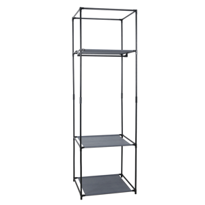 Šatníkový regál ALBUS, kov a látka, černá