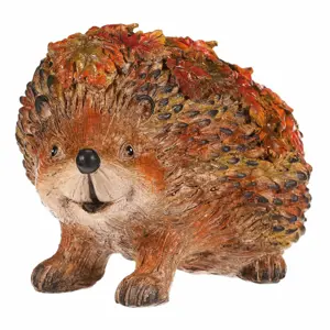 Podzimní dekorace Ježek s lístky, 22 x 13 x 15 cm, polyresin