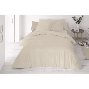 Povlečení ze směsi bavlny a lnu béžová, 160 x 200 cm, 2 ks 70 x 80 cm